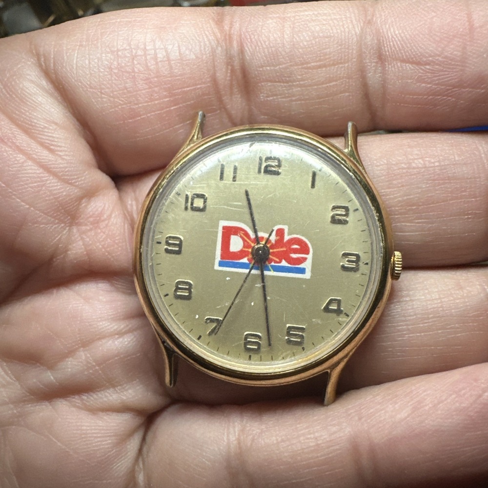 Works Vintage Timex Dole Mens Watch 33mm Quartz Gold Tone - One Lug Is Broken